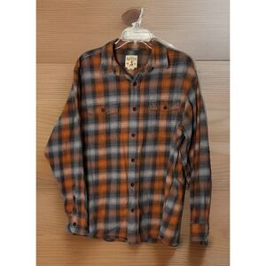 Red Head Brand Co. Flannel Button Down Shirt LS Orange/Gray Plaid Size XL